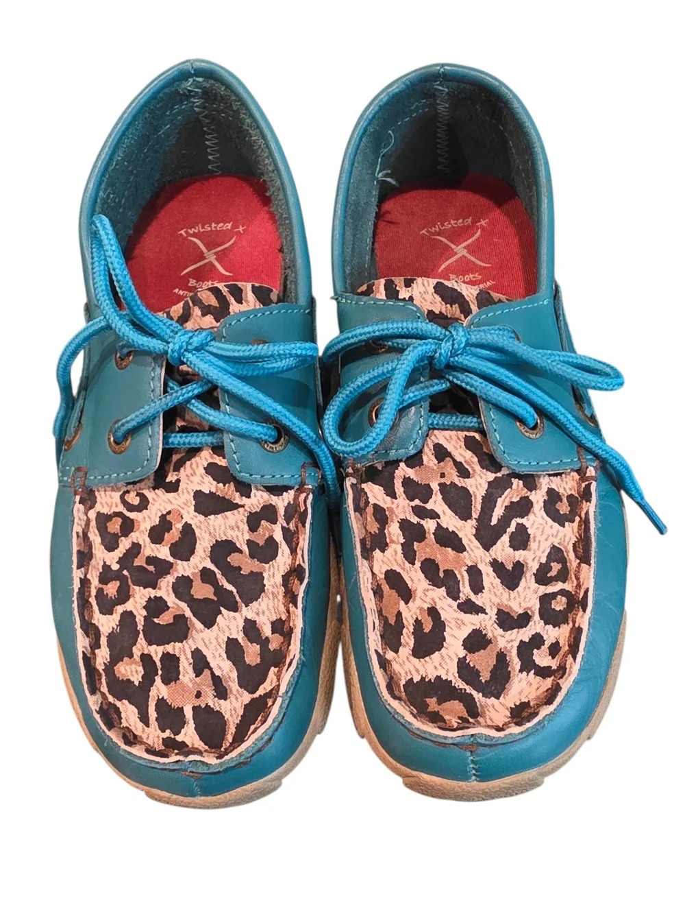 Twisted X Kids Teal & Leopard Boat Shoes